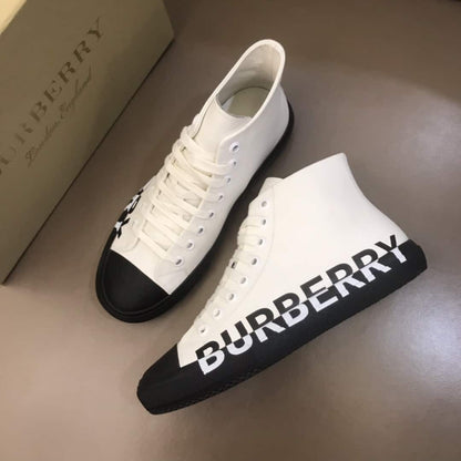 Logo Print Gabardine High Top Sneakers