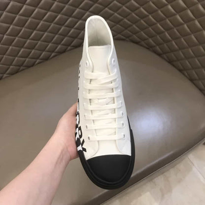 Logo Print Gabardine High Top Sneakers