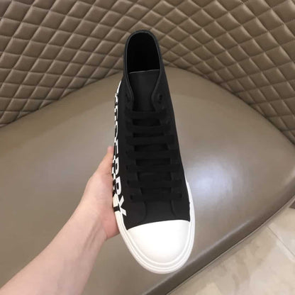 Logo Print Gabardine High Top Sneakers