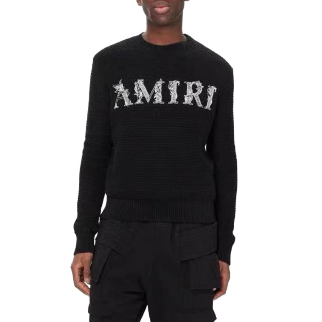 4M*R1 Baroque Logo Embroidered Knitted Sweater