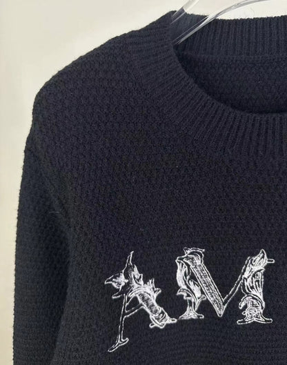 4M*R1 Baroque Logo Embroidered Knitted Sweater