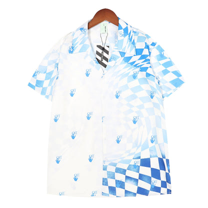 Checked Logo Print Shirt