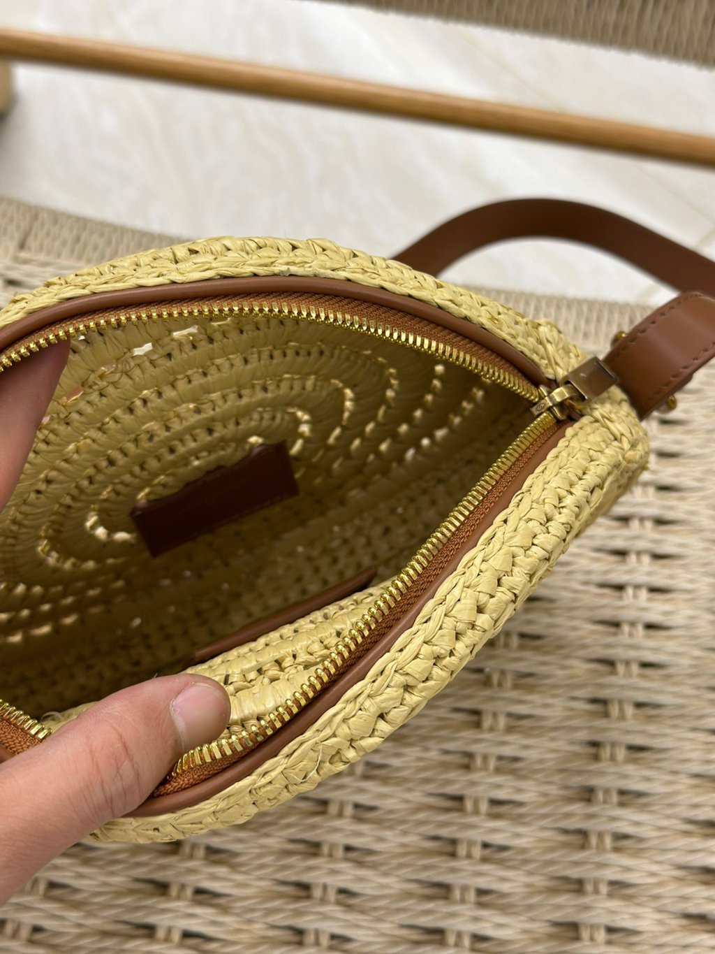 Monogram Round Bag In Raffia