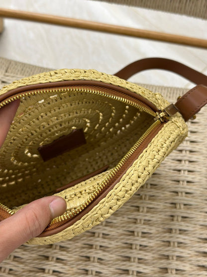 Monogram Round Bag In Raffia