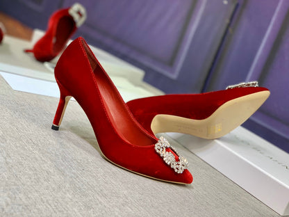 Dècolletè Red Velvet Pumps 65