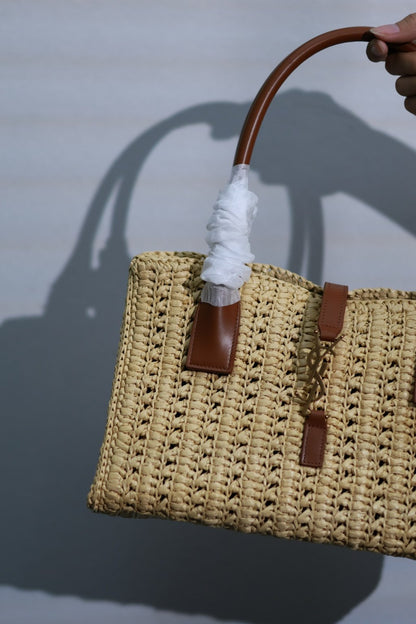 Panier Rectangle Raffia Tote Bag