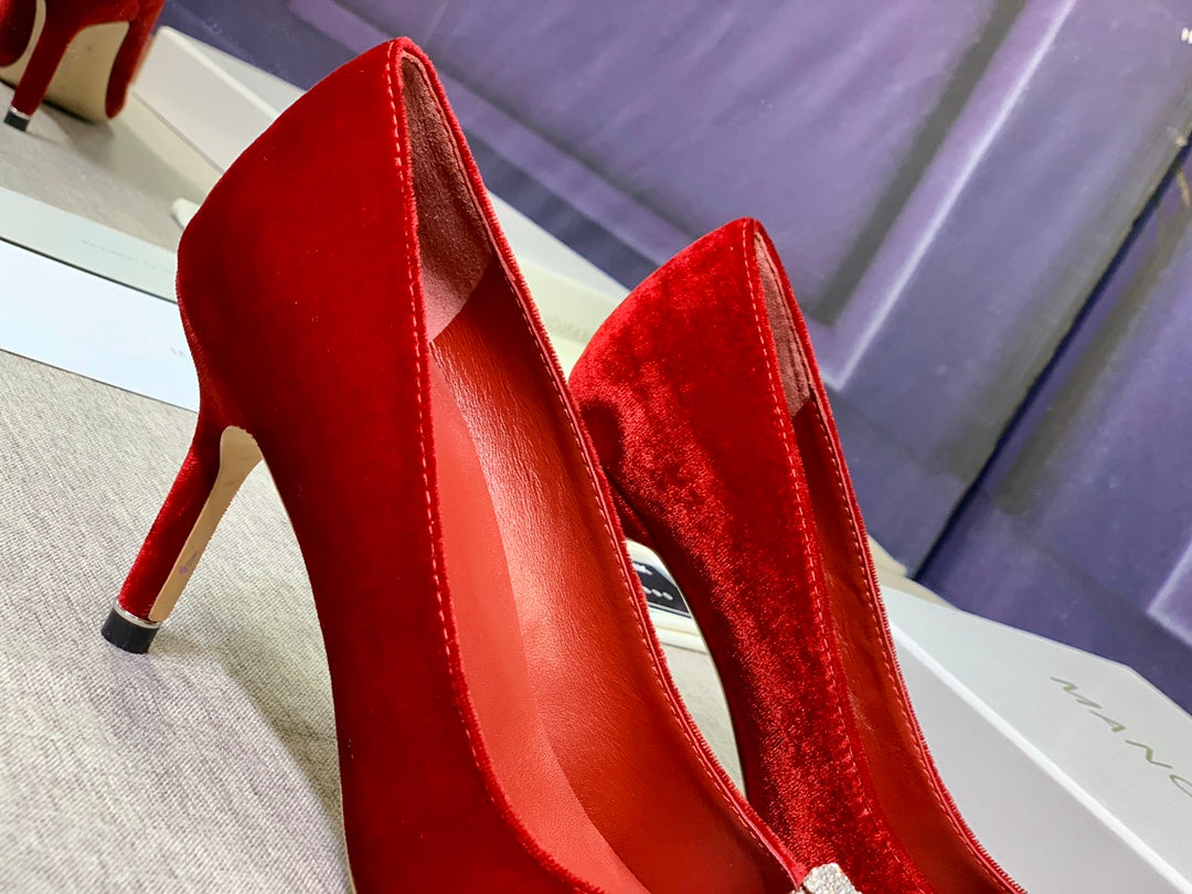 Dècolletè Red Velvet Pumps 65