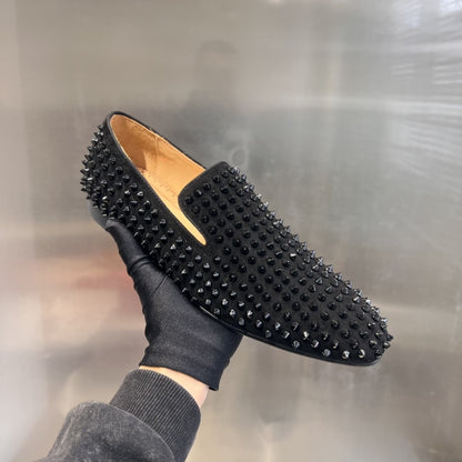 Black Dandelion Spikes Loafers (Men's)