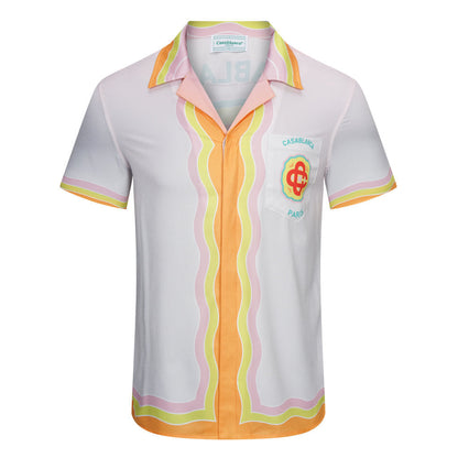 Rainbow Monogram Silk Shirt