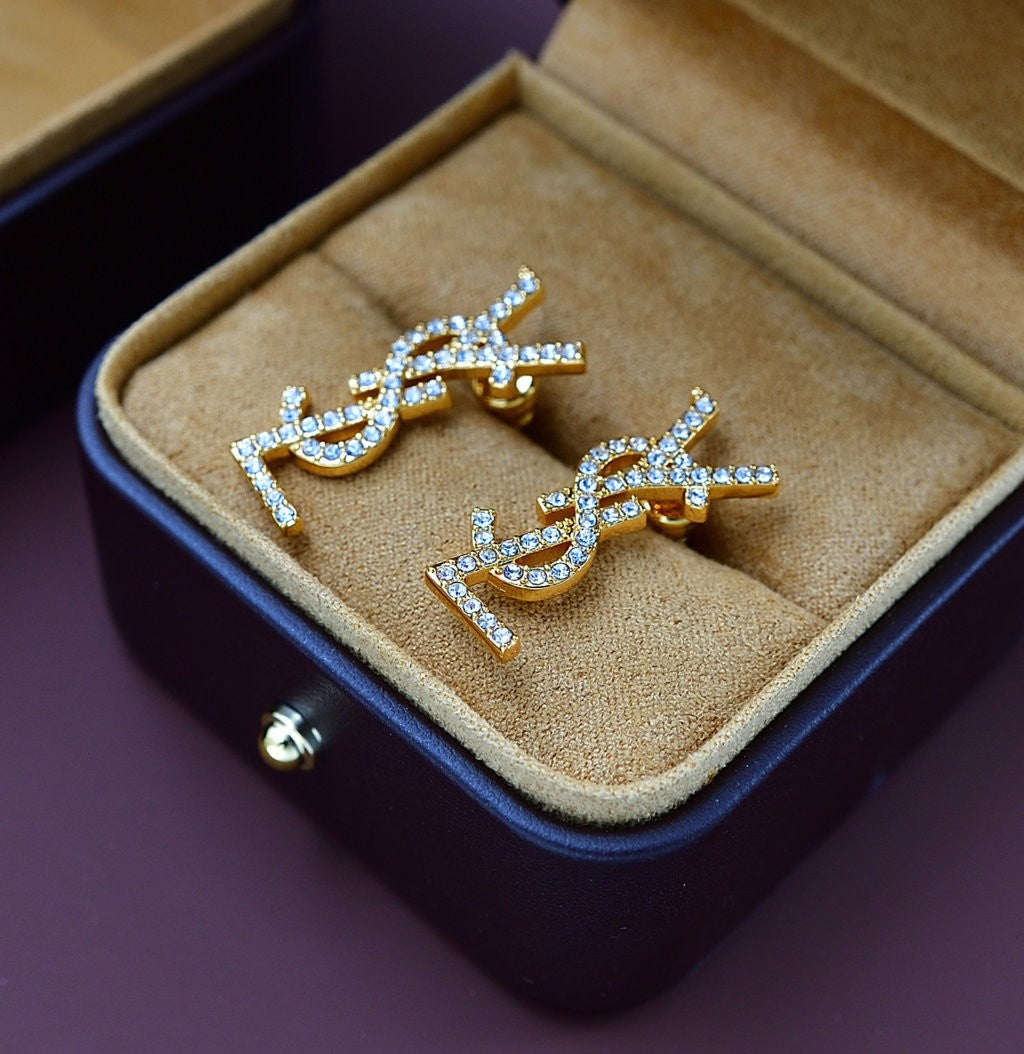 Monogram With Diamonds Earrings