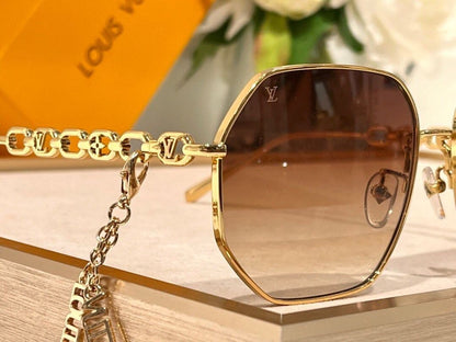 Chain Round Sunglasses Gold