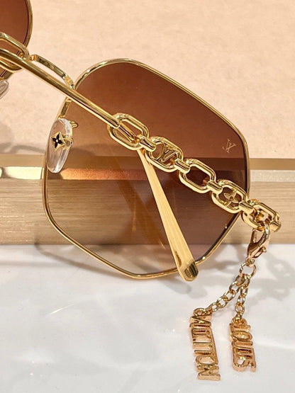 Chain Round Sunglasses Gold