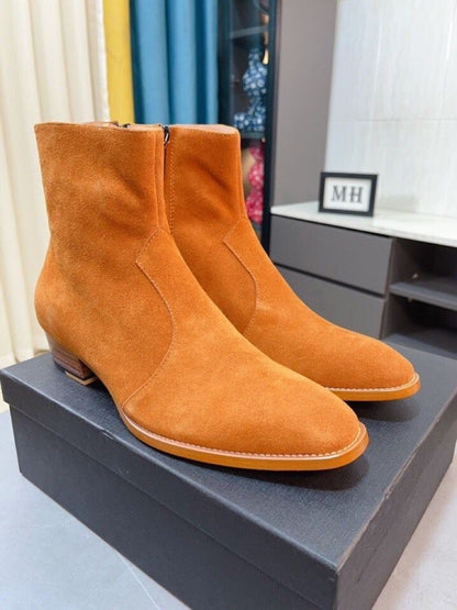 Wyatt Suede Zip Ankle Boots