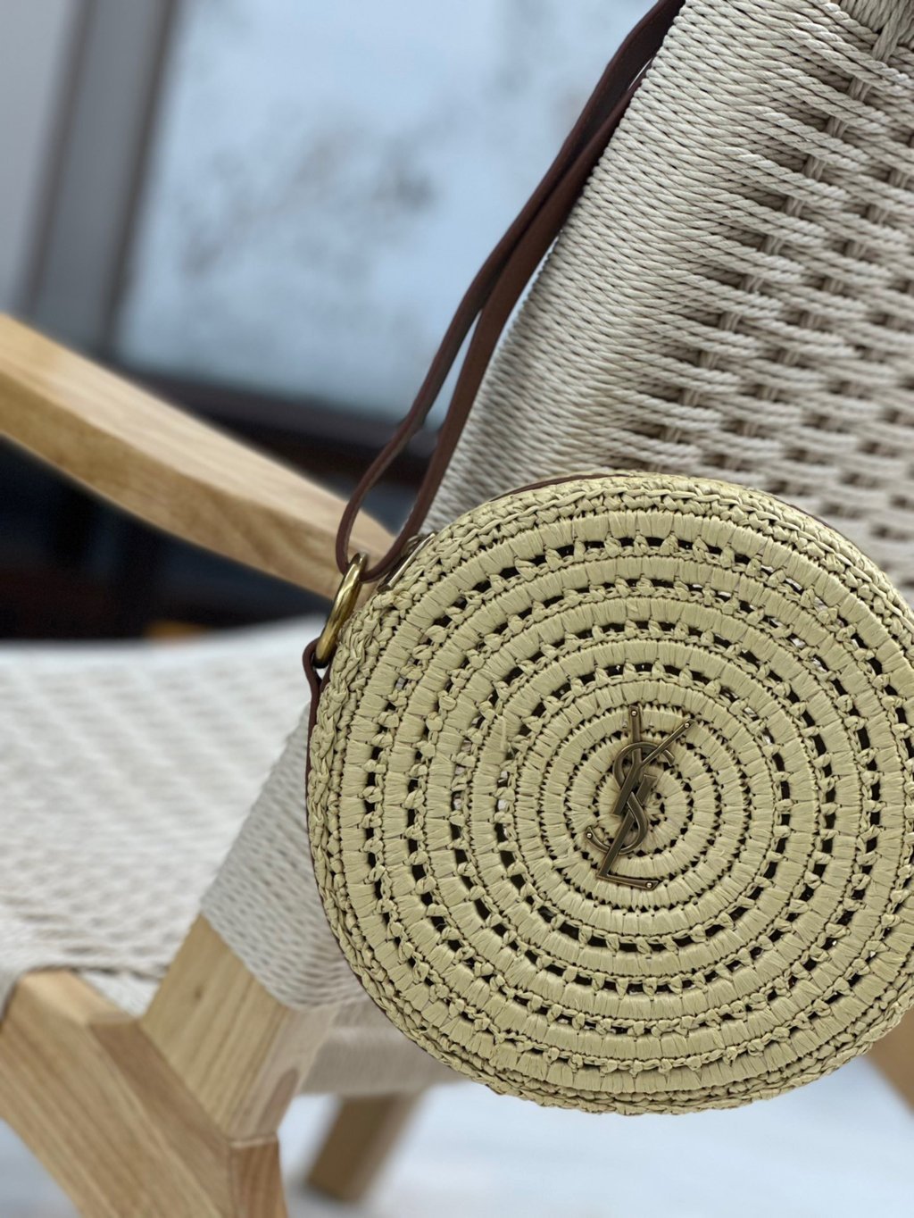 Monogram Round Bag In Raffia