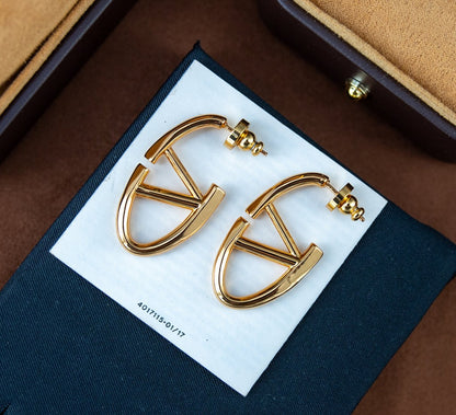 V-Logo Hoop Earrings