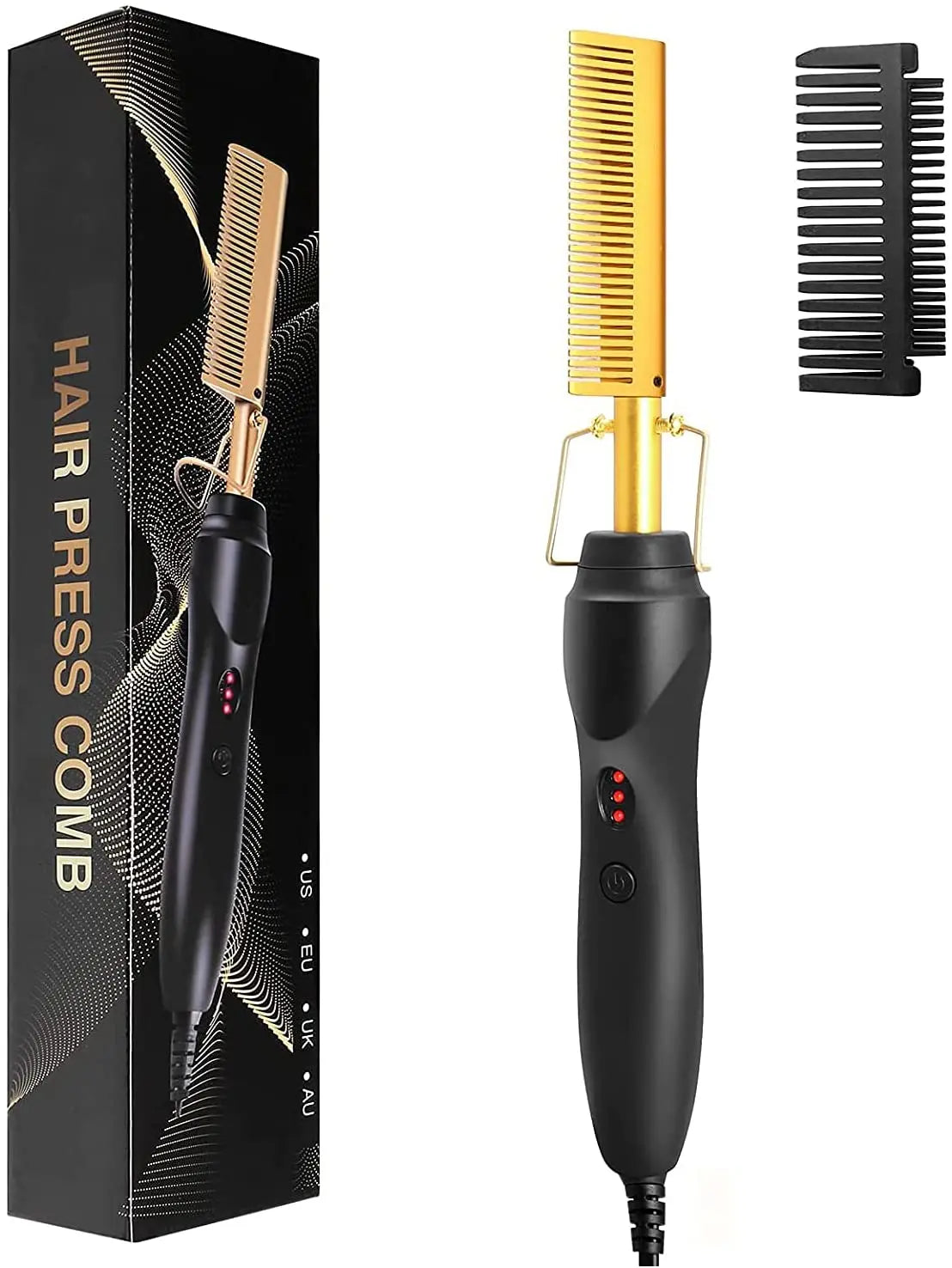 2 in1 Hot Electric Heating Comb Hair Straightener