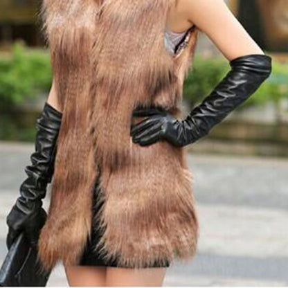 Long Leather Gloves 50 cm Touch Screen