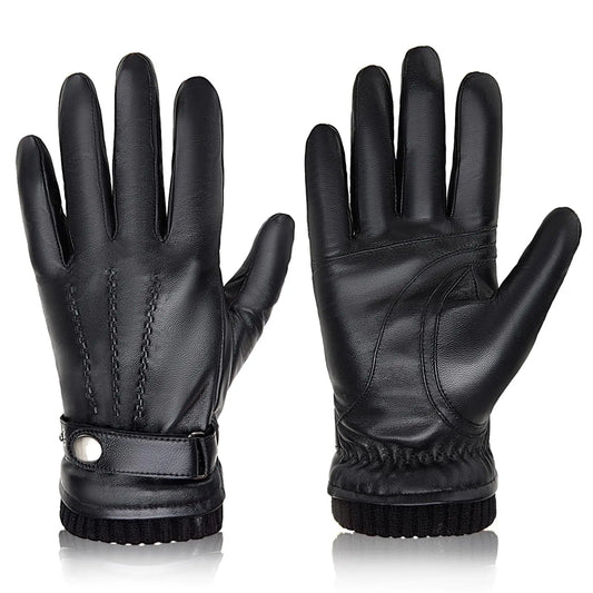 Leather Gloves Lined Touchscreen Sport Gloves for Running Cycling Ski Driving