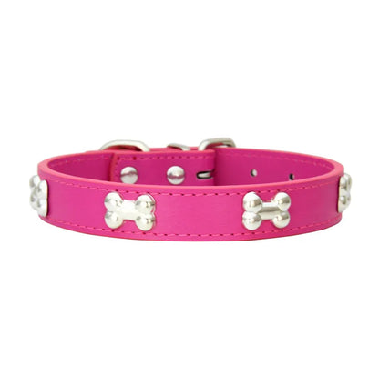 Bone PU Leather Pet Collars