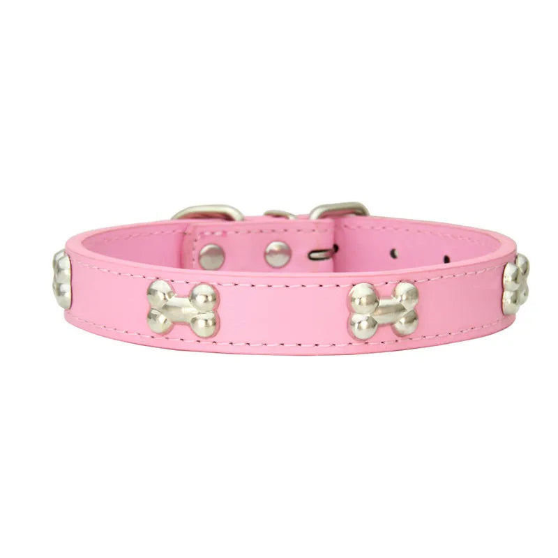 Bone PU Leather Pet Collars