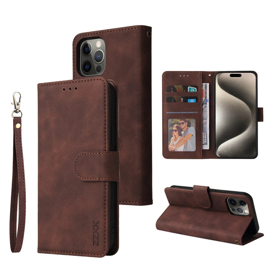 Iphone Wallet Card Slot Holder Magnetic Flip Leather Case