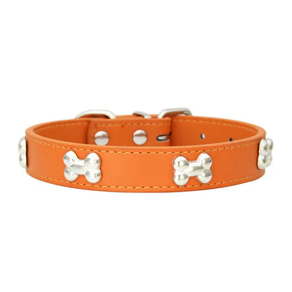 Bone PU Leather Pet Collars