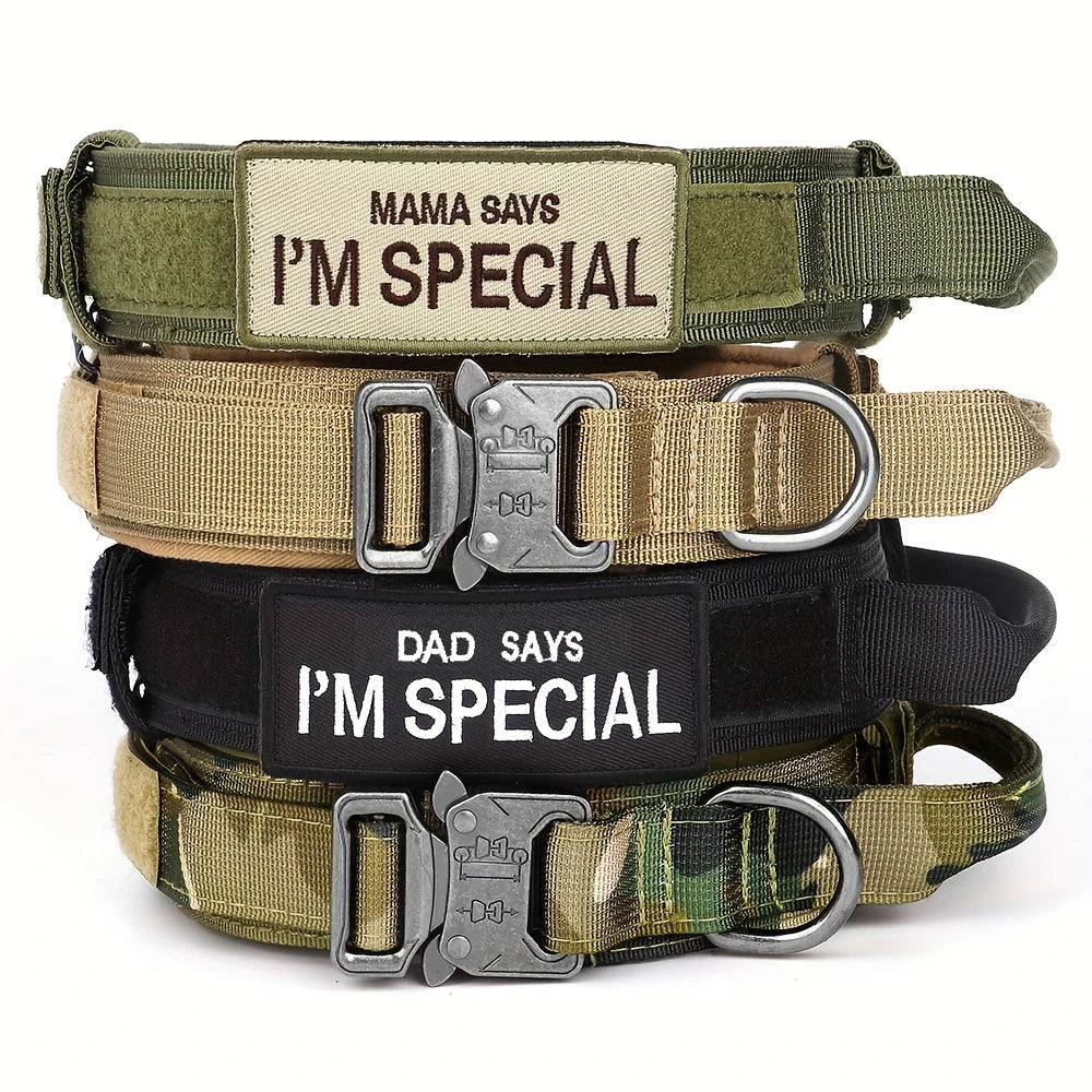 Tactical Dog Collars with Military Handle Military for Medium and Large Dogs