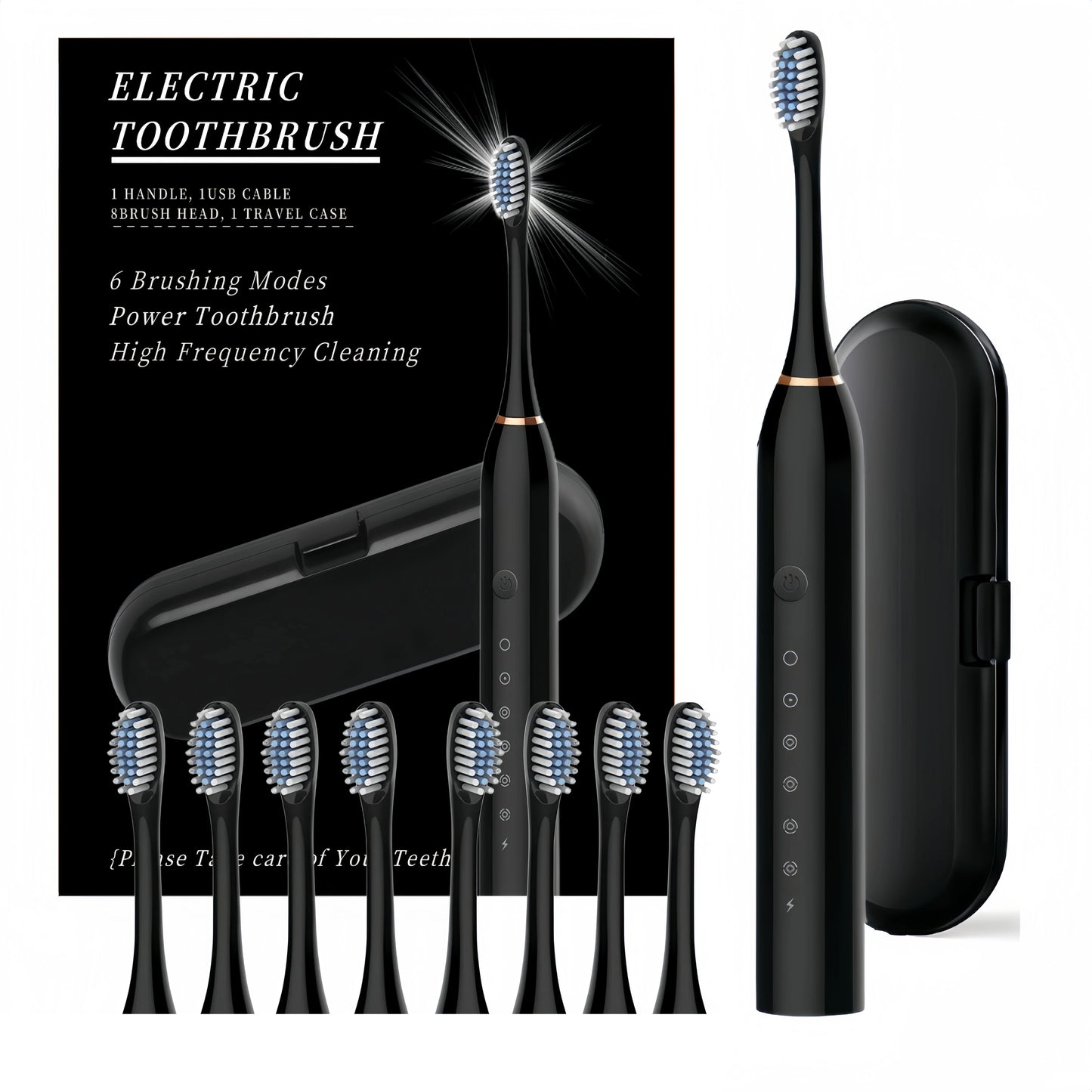 Rechargeable Electric Powered Toothbrush with Travel Case