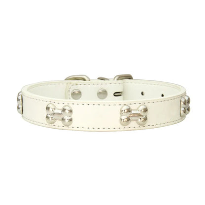 Bone PU Leather Pet Collars