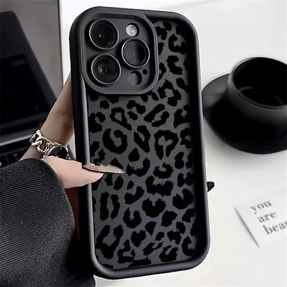 Black Leopard Print Pattern Silicone Phone Case