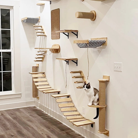 Cat Hammock Wall Mounted Wooden Furniture Scratcher