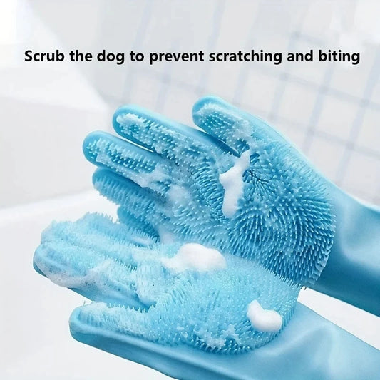 Pet Grooming Cleaning Gloves Dog Cat Bathing Shampoo