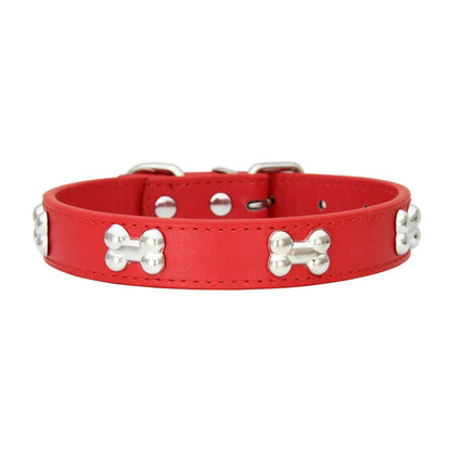 Bone PU Leather Pet Collars