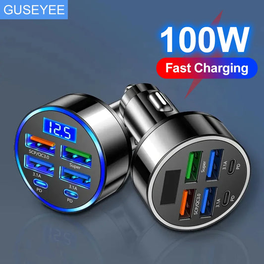 100W 6 Ports Car Mobile Charger