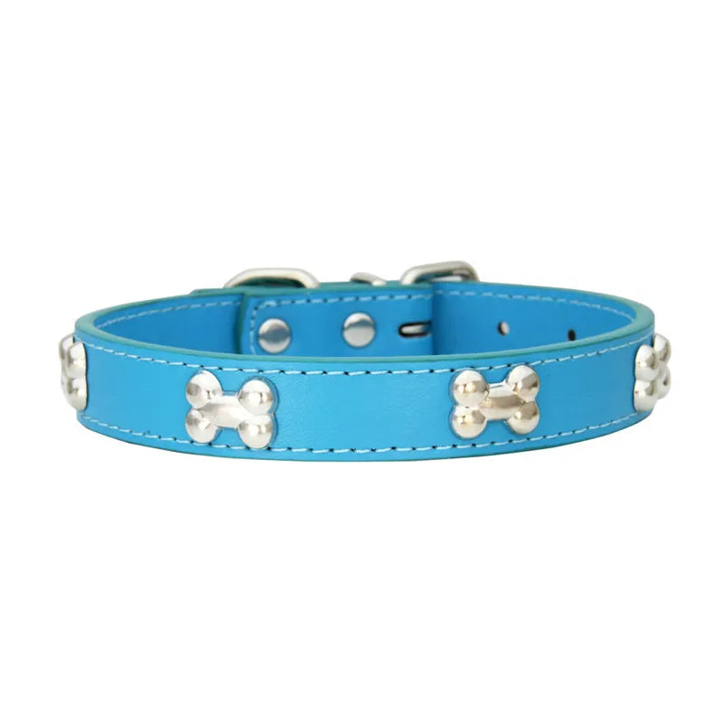 Bone PU Leather Pet Collars