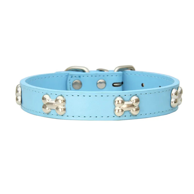 Bone PU Leather Pet Collars