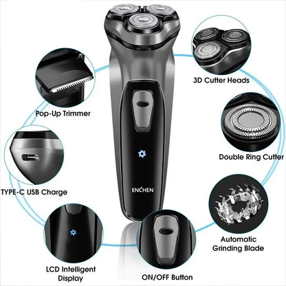 BlackStone Electric Shaver Razor Men Type-C Rechargeable Shaving Beard Machine Intelligent Control Travel Lock 100% New