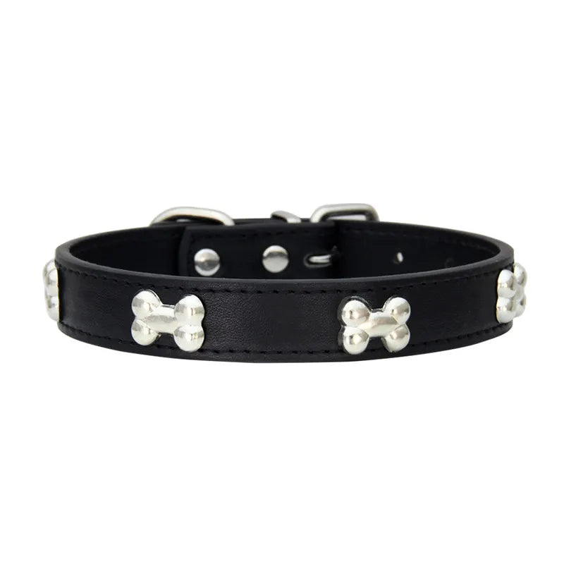 Bone PU Leather Pet Collars