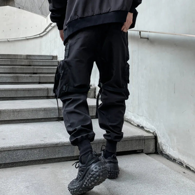 Multi-pockets Bandage Tactical Techwear Cargo Pants Mens Punk