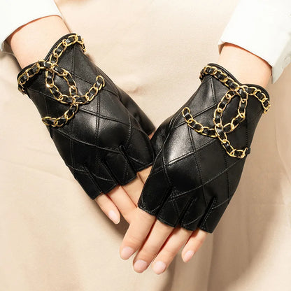 Leather Half Finger Gloves Touch Screen