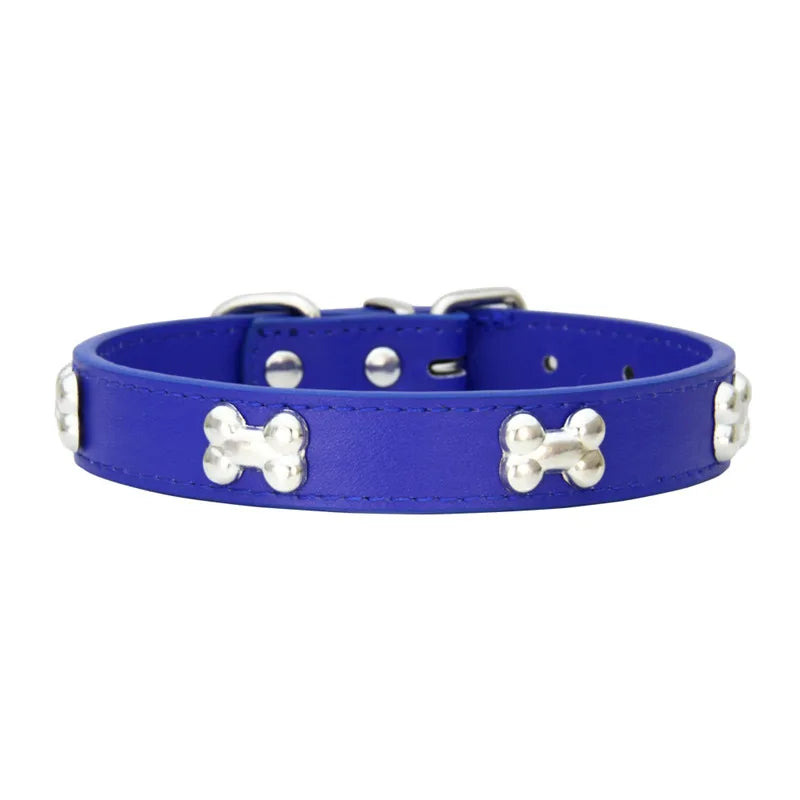 Bone PU Leather Pet Collars