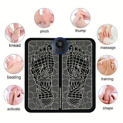 Electric Foot Massage Pad USB Rechargeable Relaxing Foot Acupoint Massage Improves Blood Circulation 8 Modes 19 Level Relaxation