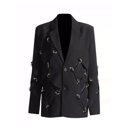 2024 Metal Rivet Ring Punk Blazers Tech Jacket