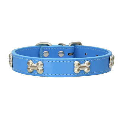 Bone PU Leather Pet Collars