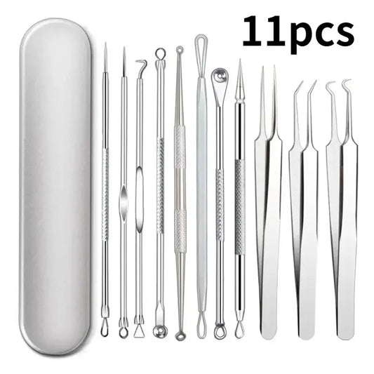 11Pcs Set Hair Tweezers Acne Blackhead Removal