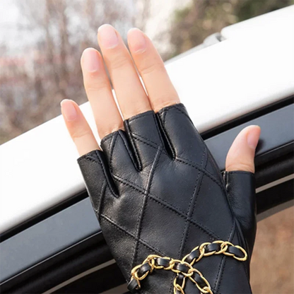 Leather Half Finger Gloves Touch Screen