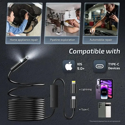 Single/Dual Lens Wifi Endoscope Camera Android Mini Car Inspection Camera for Iphone IOS Waterproof Pipeline Borescope Type C