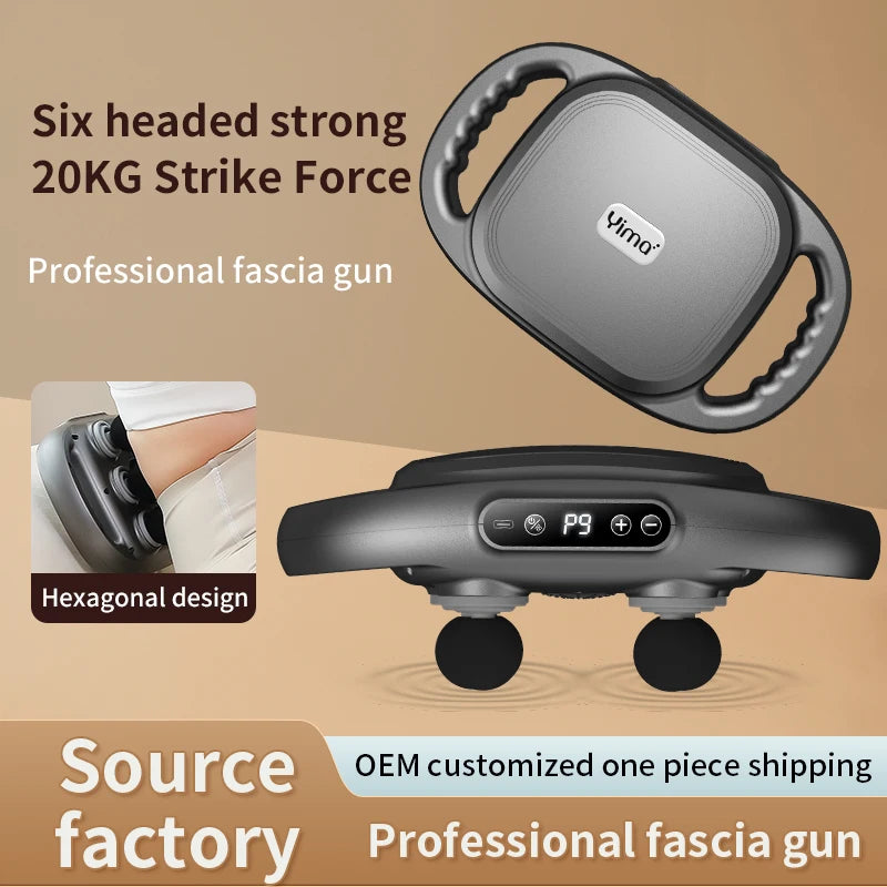 Fascia Gun Six-head Muscle Relaxation Massage Professional Grade Wireless Waist Back Masajeador Deep High Frequency Vibration