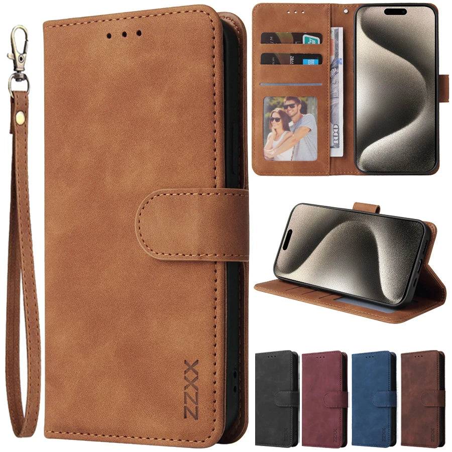 Iphone Wallet Card Slot Holder Magnetic Flip Leather Case