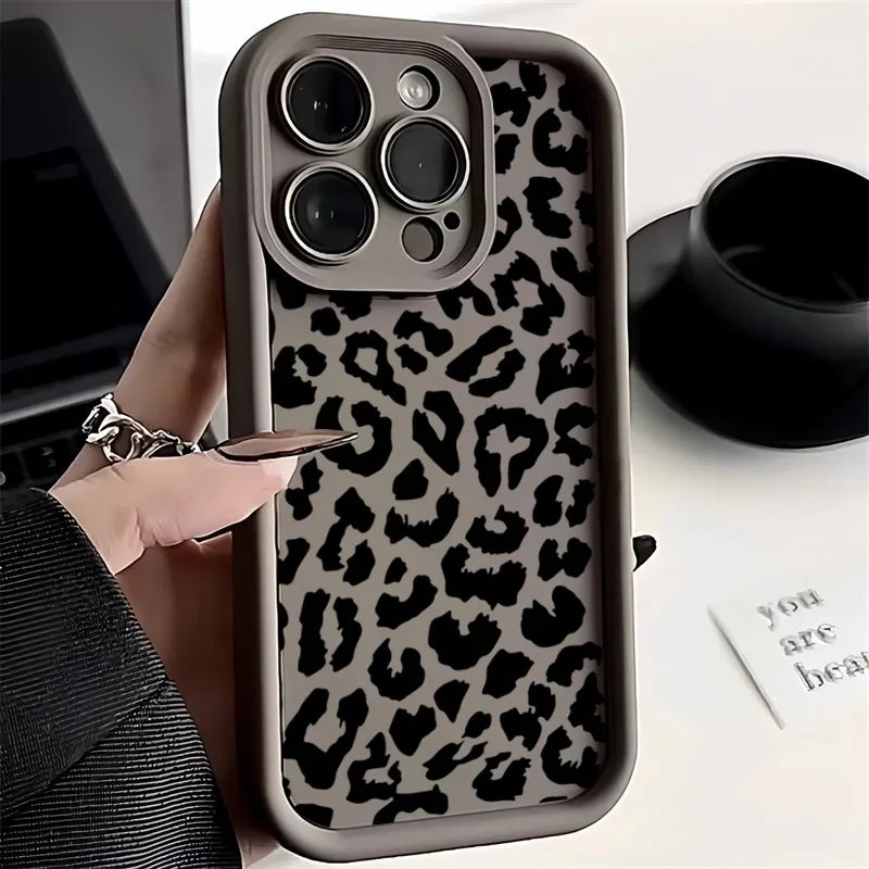 Black Leopard Print Pattern Silicone Phone Case